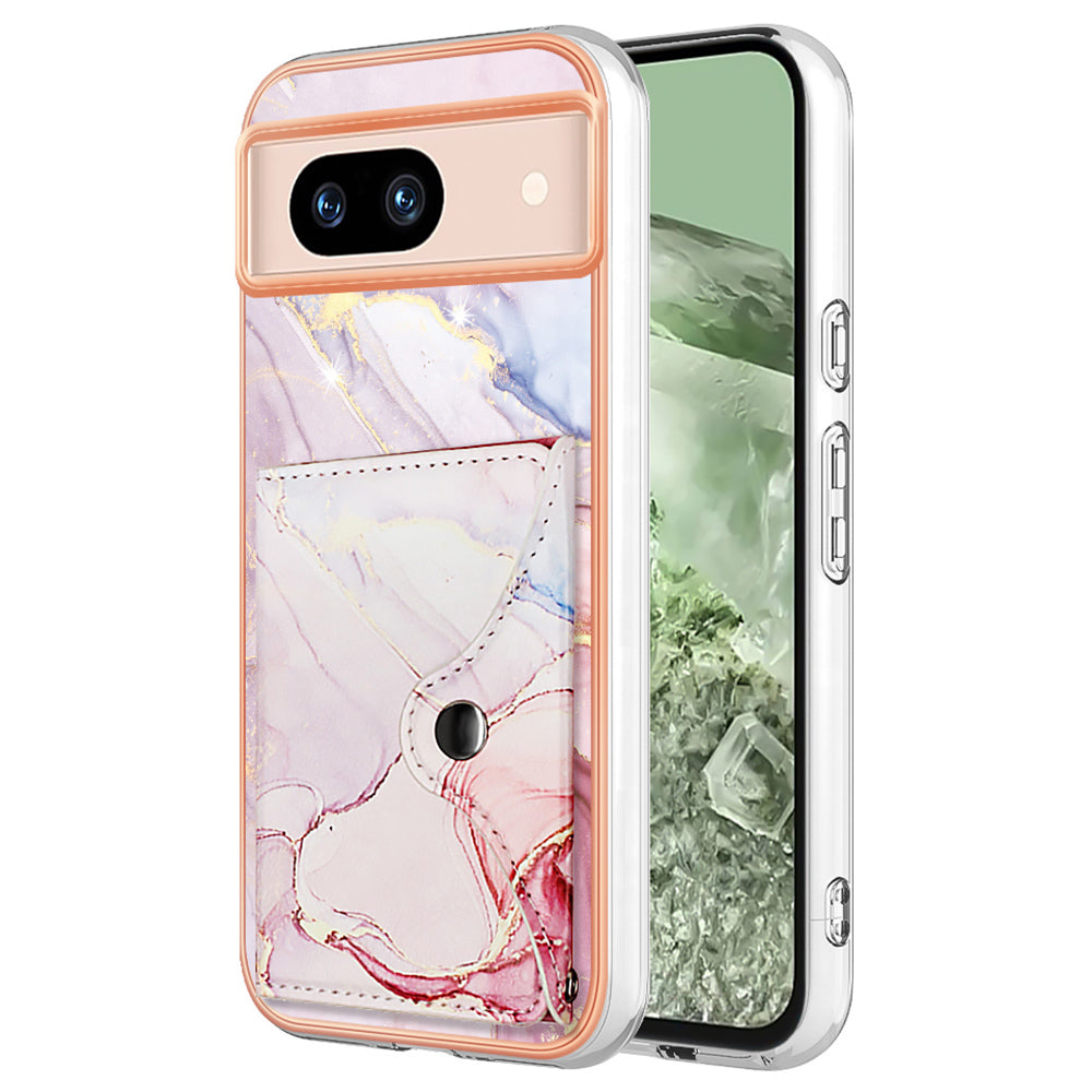 YB Leather Coating Series-9 for Google Pixel 8a Case IMD Pattern Card Holder Kickstand Phone Cover YB Leather Coating Series-9 for Google Pixel 8a Case IMD Pattern Card Holder Kickstand Phone Cover